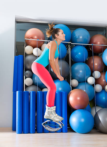 Exercise Anti Gravity Fitness Boots Girl Stock Photo - Download Image Now -  Kangaroo, 2015, Activity - iStock