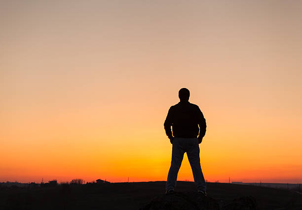 istock Silhouette of man and beautiful sky. Element of design. 471481962