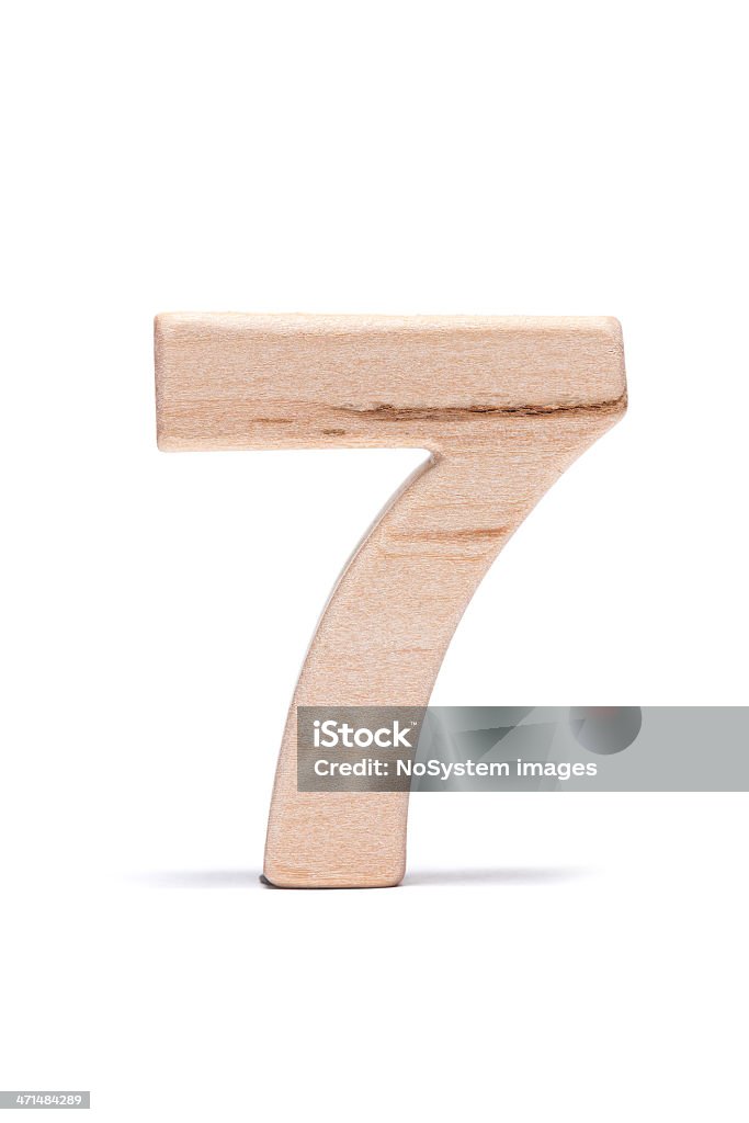 Sete, número de madeira - Foto de stock de Educação royalty-free