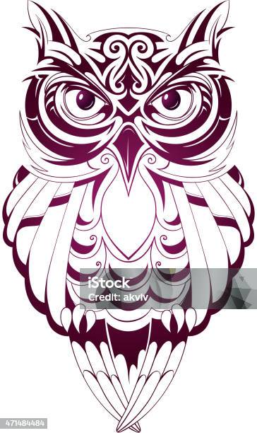 Owl Tattoo Stock Illustration - Download Image Now - 2015, Animal, Animal Body Part