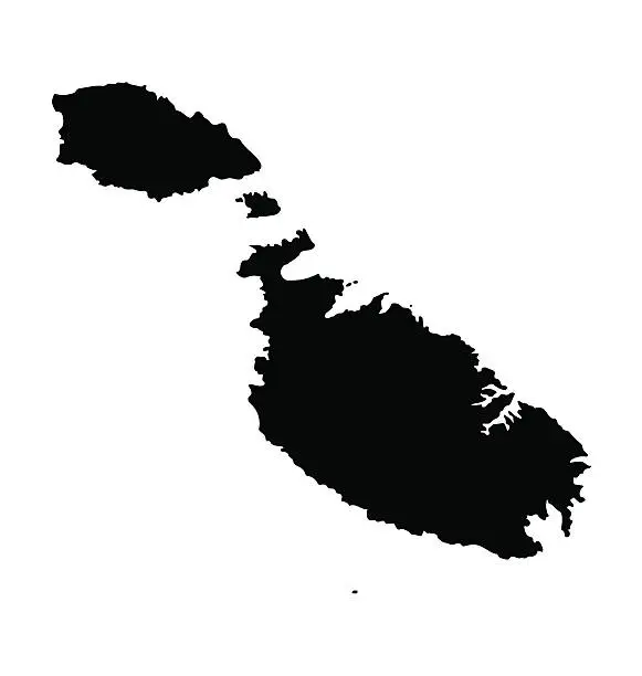 Vector illustration of black map of Malta