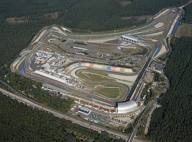 Aerial view of Hockenheimring, Germany Hockenheim, Germany - September 30, 2012:Aerial view of Hockenheimring, home of the German Formula One Grand Prix and many other motor racing events throughout the year. hockenheim ring stock pictures, royalty-free photos & images
