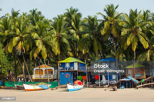 Fishing Boats On Palolem Beach Goa India Stock Photo - Download Image Now - Goa, Beach, India