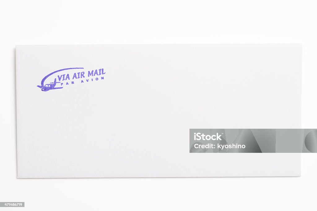 「Air メール"stamp 白封筒に空白の白い背景 - マクロ撮影のロイヤリティフリーストックフォト