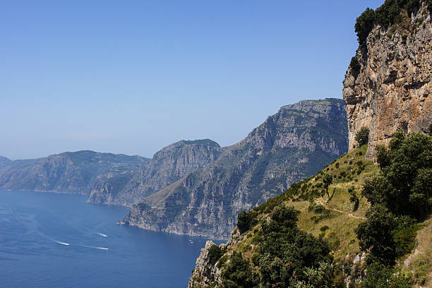 Walking trail on Amalfi coast stock photo