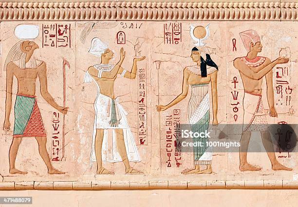 Egyptian Fresco Stock Photo - Download Image Now - Egypt, Hieroglyphics, Egyptian Culture