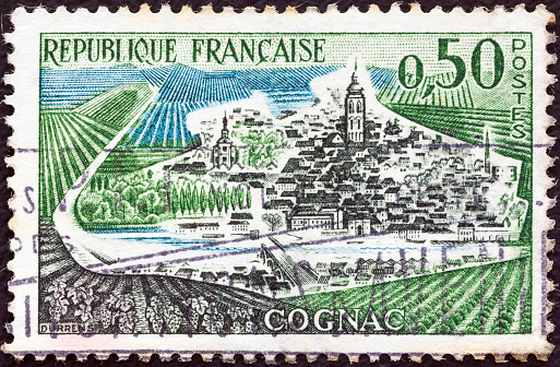Francés sello muestra un coñac town (1961) photo