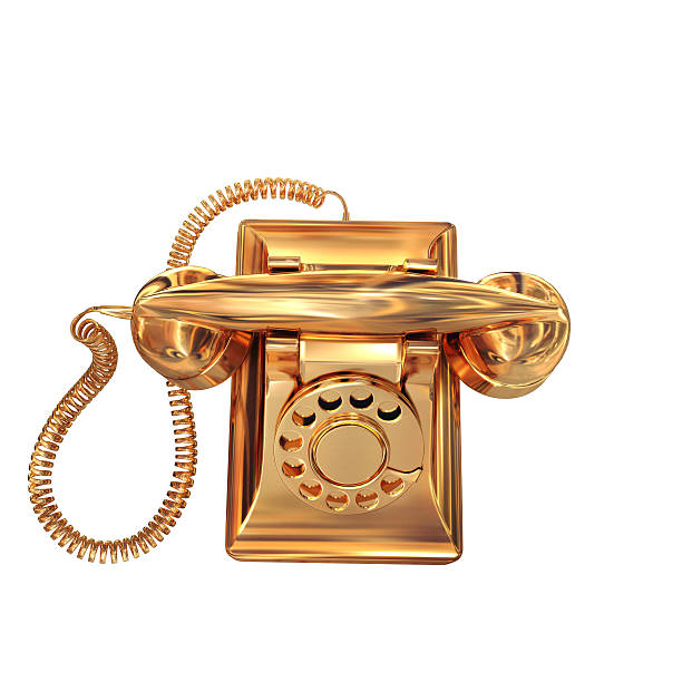 istock Golden phone on white isolated background. 471489342