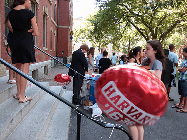 Harvard University students welcoming freshmen stock photo