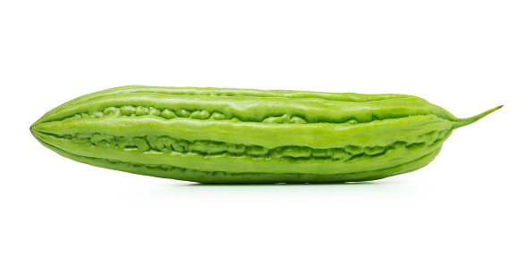 Close up of bitter melon on white background
