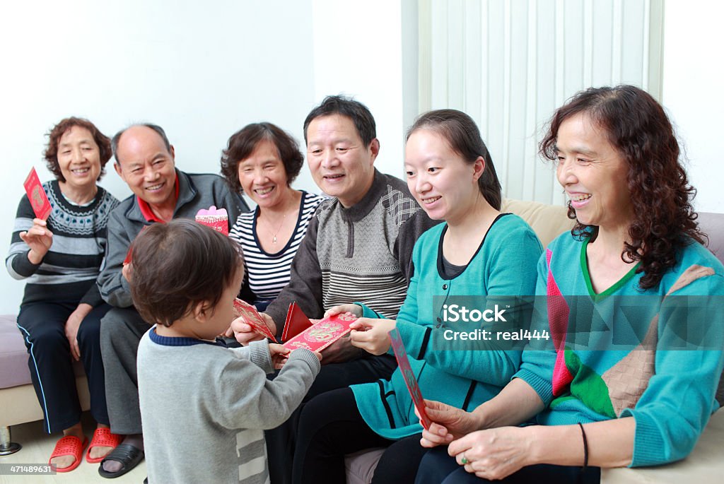 Glückliche asiatischen Familie, in das neue Jahr - Lizenzfrei 60-64 Jahre Stock-Foto