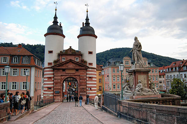 Cityscape and Old bridge of Heidelberg at Nekar River in Germany