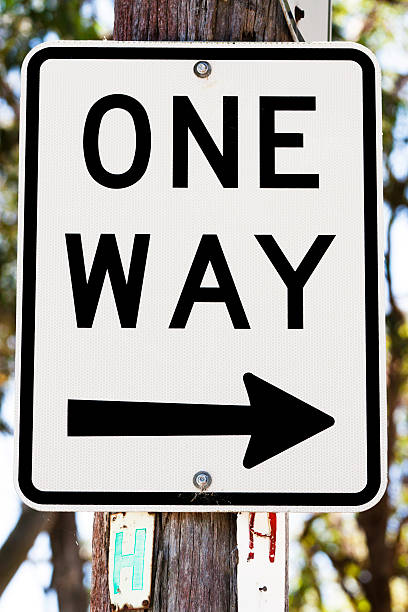 istock Road sign One way with arrow 471489993