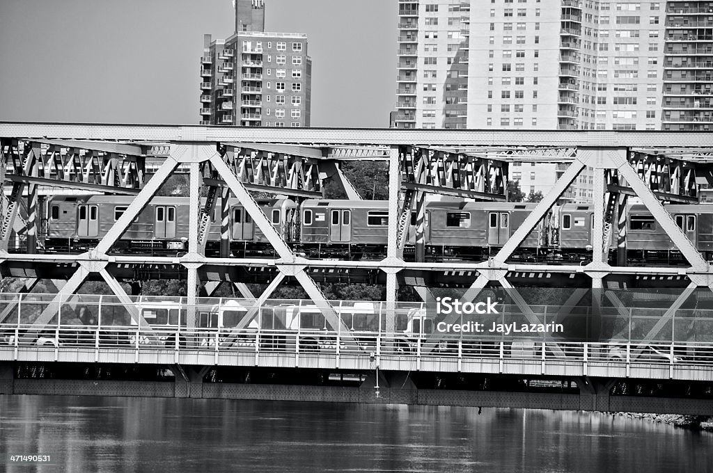 지하철 Broadway 구름다리 over 할렘 강, 브롱크스, 뉴욕 - 로열티 프리 교량 스톡 사진