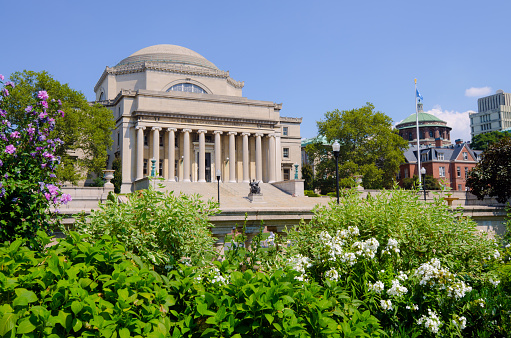 Low Memorial Library at Columbia University in New York City. The statue \