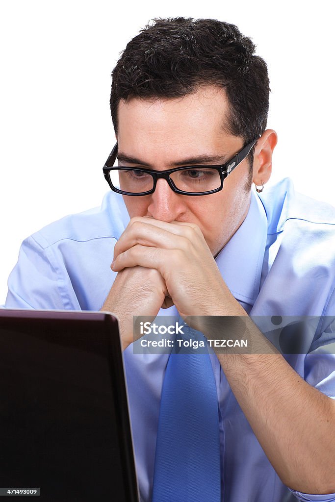 Empresário trabalhando no laptop - Foto de stock de Acessório ocular royalty-free