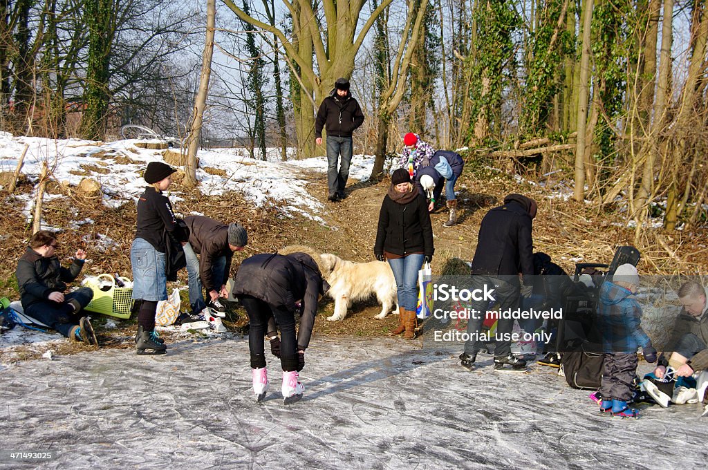 Eislaufen Spaß in Holland - Lizenzfrei Ländliches Motiv Stock-Foto