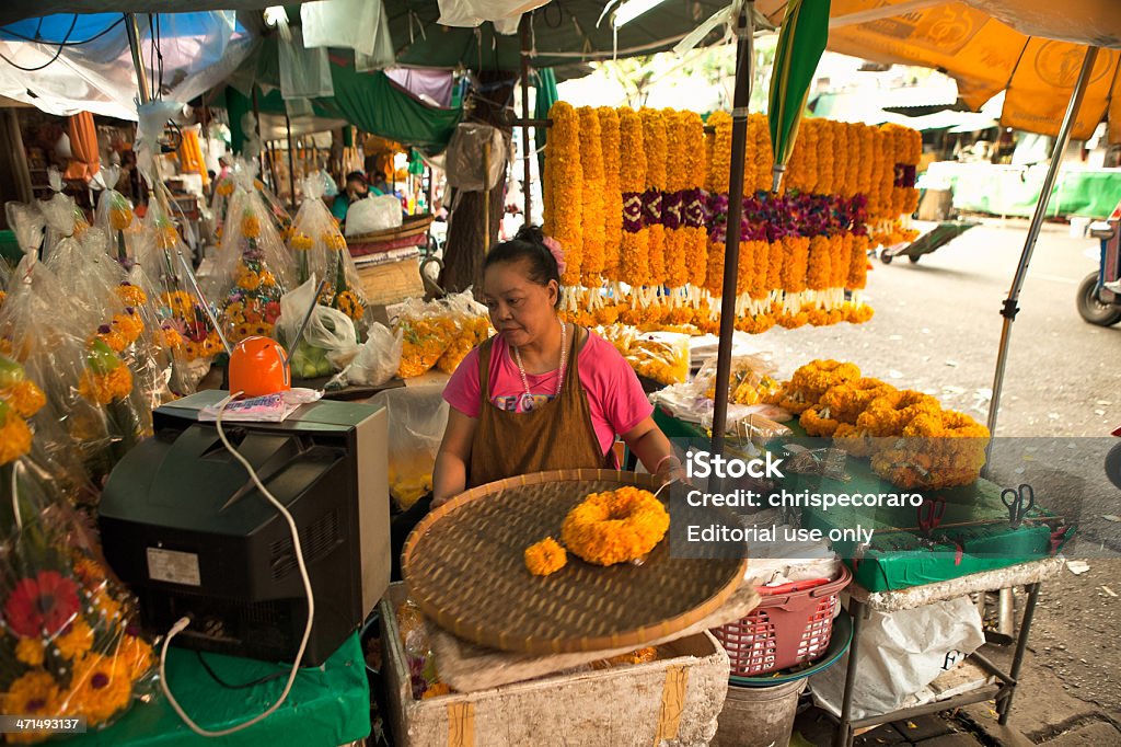 O Pak Khlong Talaat Mercado de Flores - Royalty-free Adulto Foto de stock