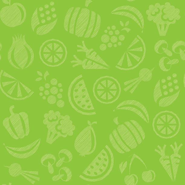 シームレスな背景、果物と野菜 - healthy eating healthy lifestyle salad vegetable点のイラスト素材／クリップアート素材／マンガ素材／アイコン素材