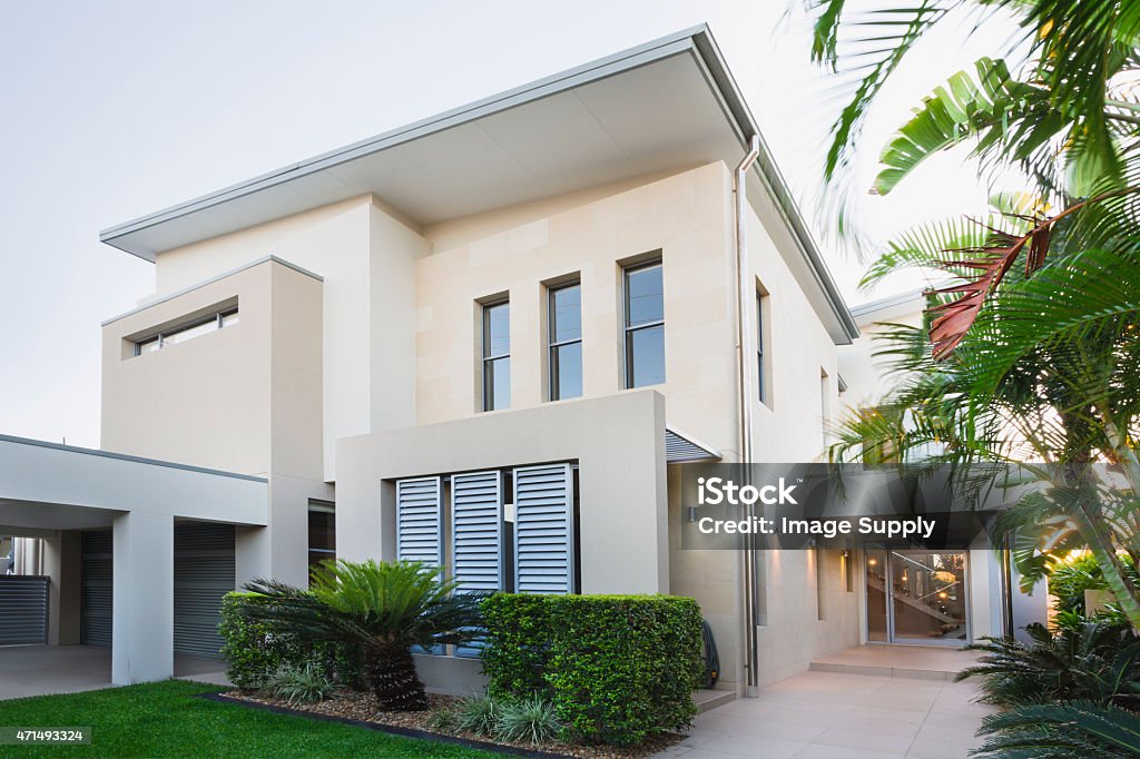 Modern Australian Home Contemporary house exterior on the Gold Coast, Queensland, Australia House Stock Photo