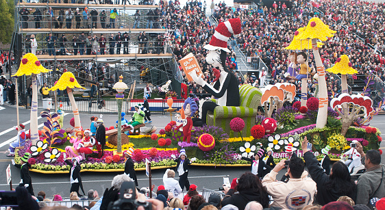 Pasadena, California, USA - January 1, 2013: The Kaiser Permanente Dr. Seuss float 
