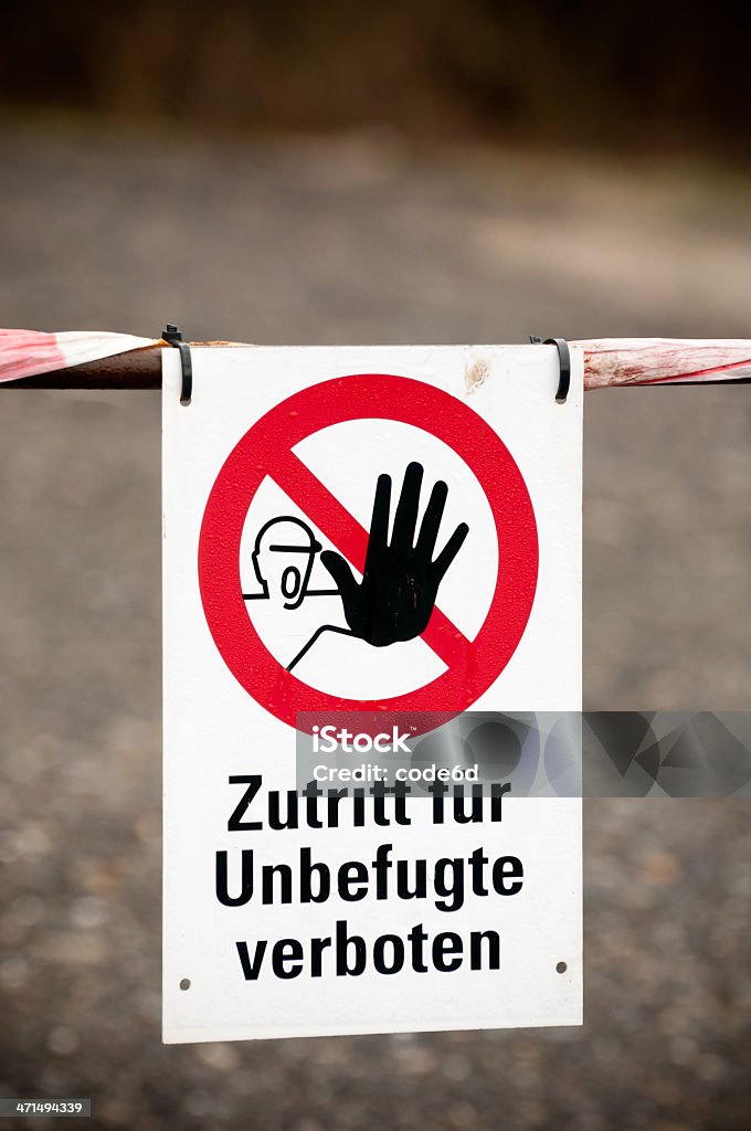 German nenhum sinal de entrada-Zutritt Verboten - Foto de stock de Alemanha royalty-free