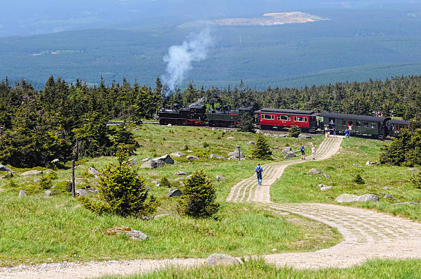 locomotiva a vapore ferroviaria di brocken - triebwagen foto e immagini stock