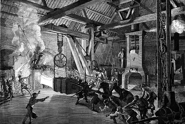 Steel mill Steel mill industrial revolution stock illustrations