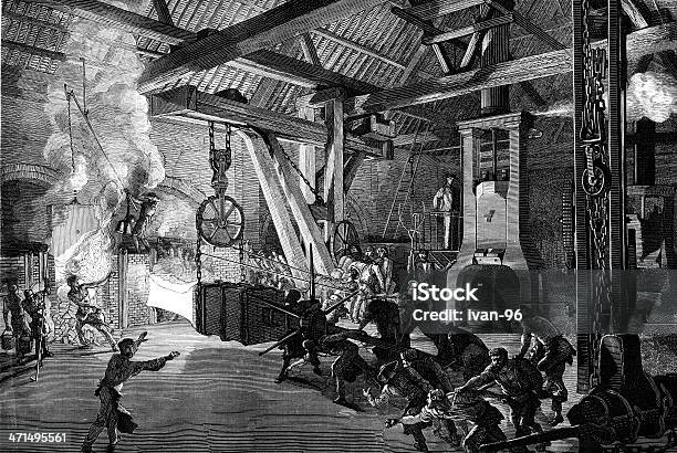 Steel Mill Stock Illustration - Download Image Now - Industrial Revolution, Factory, Old