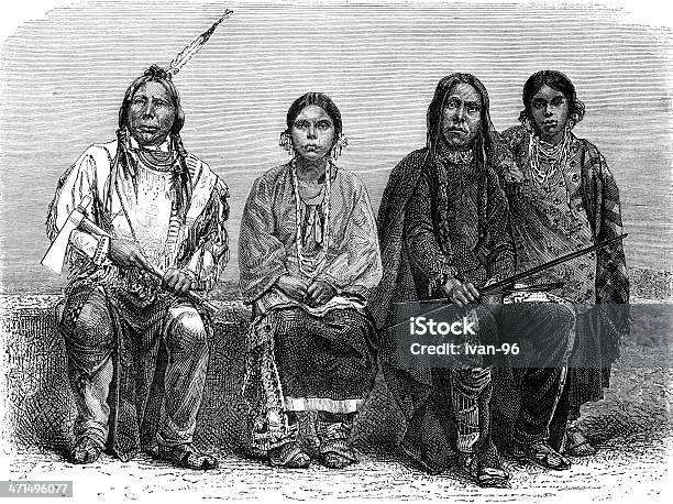 Vetores de Sioux Homens E Mulheres e mais imagens de Índio Americano - Índio Americano, Gravura, Mulheres