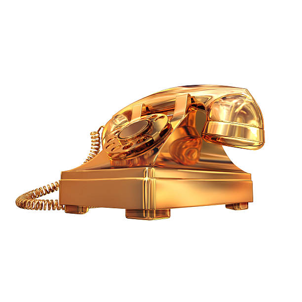 istock Golden phone on white isolated background. 471496476