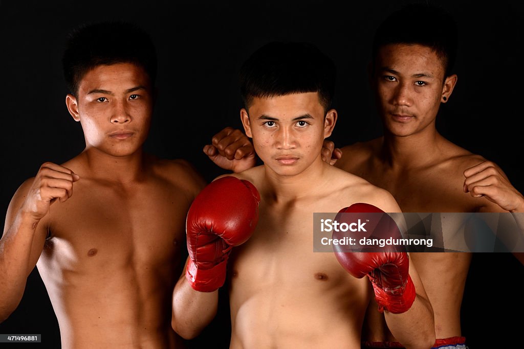 Grupo de verdadeira Muay Thai Pugilista de boxe (Tailândia) - Royalty-free Adulto Foto de stock