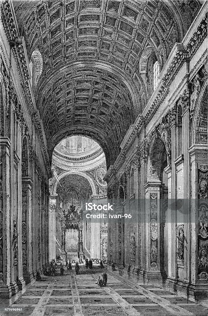 Saint Peter basilica interno, Roma - Illustrazione stock royalty-free di Acquaforte