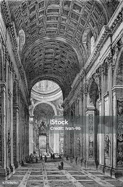 Saint Peter Basilica Interno Roma - Immagini vettoriali stock e altre immagini di Acquaforte - Acquaforte, Cultura italiana, Italia