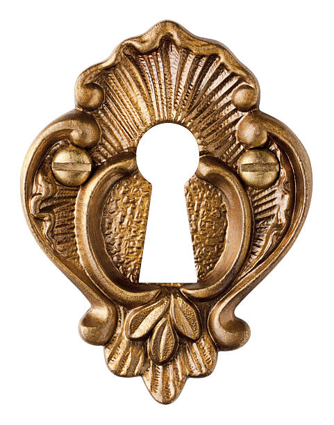 istock Keyhole - Fancy Brass Escutcheon Isolated on White. 471496977