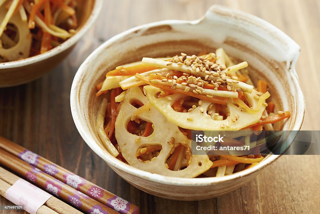 "verduras" kinpira japonés - Foto de stock de Aperitivo - Plato de comida libre de derechos