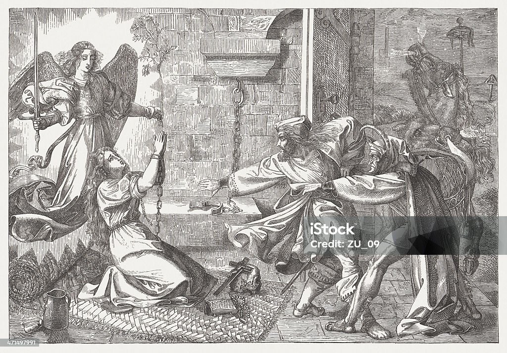 Окончательной сцены из Goethe «Фауст ", который был опубликован в 1882 - Стоковые иллюстрации Дьявол роялти-фри