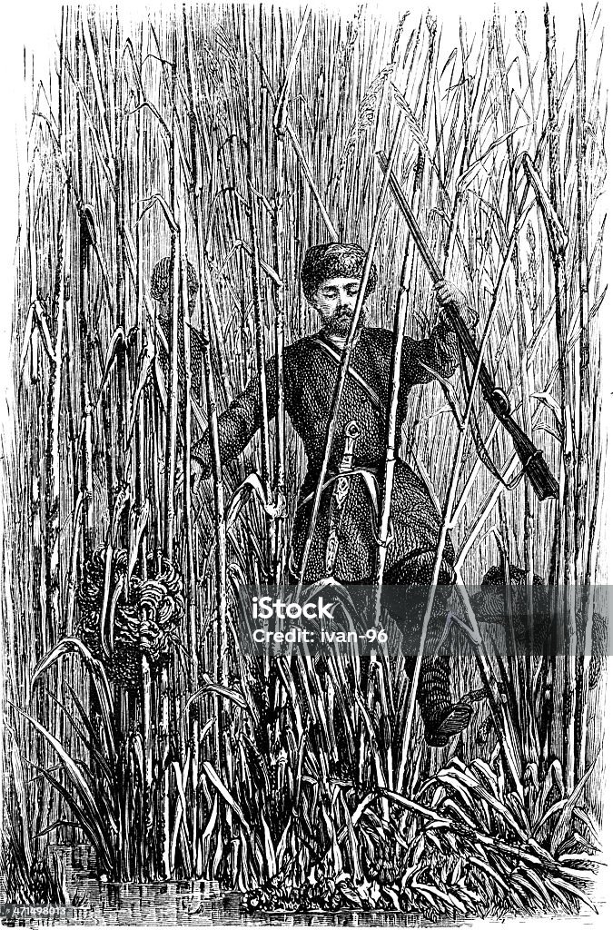 Russian chasseur de la Volga - Illustration de Gravure libre de droits