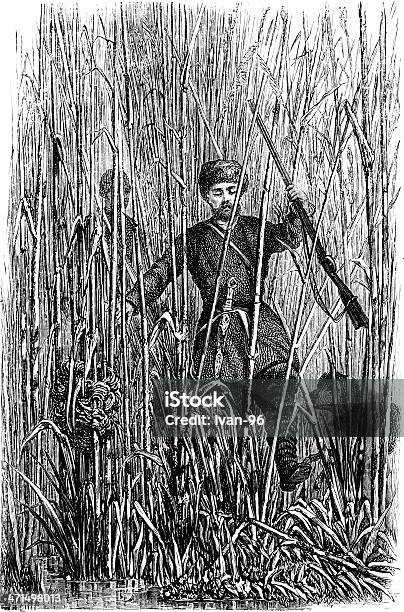 Russian Chasseur De La Volga Vecteurs libres de droits et plus d'images vectorielles de Gravure - Gravure, Type de chasse, Adulte