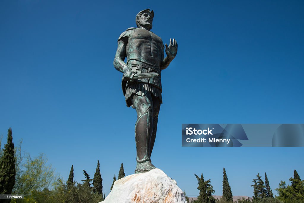 Batalla de maratón Miltiades estatua, Attica, Grecia - Foto de stock de Maratón libre de derechos