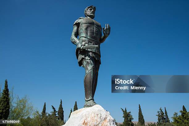 Batalla De Maratón Miltiades Estatua Attica Grecia Foto de stock y más banco de imágenes de Maratón