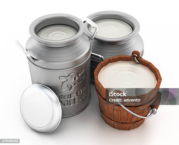 Latte Fresco - Fotografie stock e altre immagini di Bidone del latte - Bidone del latte, Scontornabile, Tridimensionale