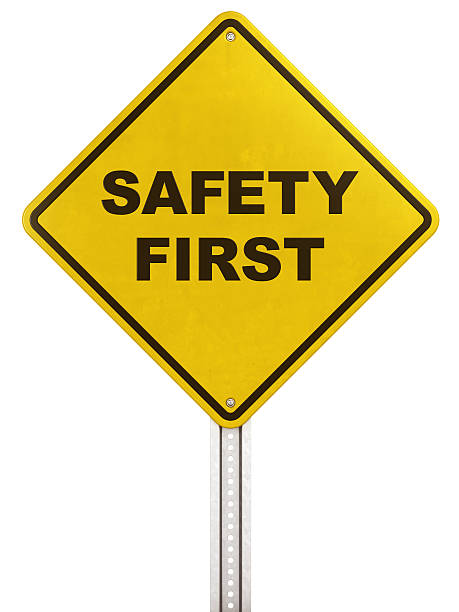 istock Yellow street sign - Safety first 471499041
