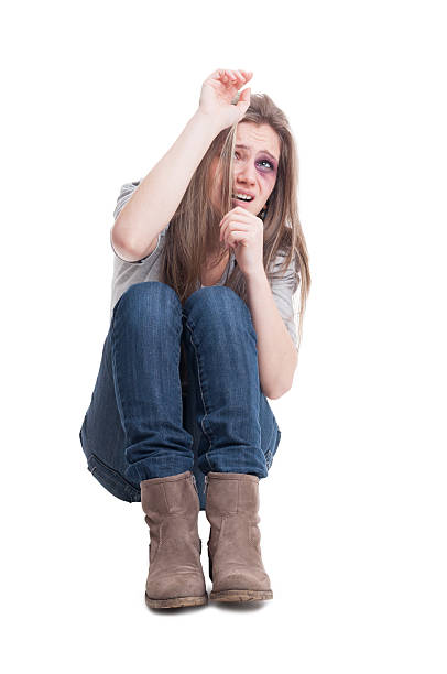 istock Scared and beaten female protecting herself 471499654
