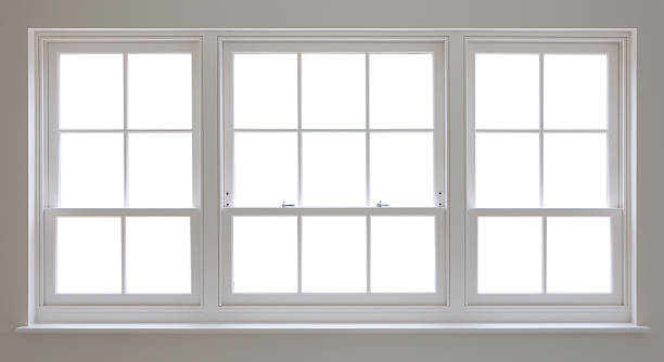 white wooden windows and clipping path a set of beautifully crafted white wooden windows with an isolated white background. A clipping path has been provided to enable you to place a background image of your choice. For best results, click on path, make a "selection" in Photoshop, expand the area by 1 pixel and feather by 0.5 pixels for a natural looking edge. Clear the white area and place your background image behind. window latch stock pictures, royalty-free photos & images