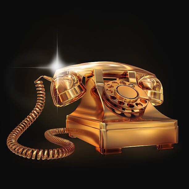 istock Golden phone on black background. 471500318