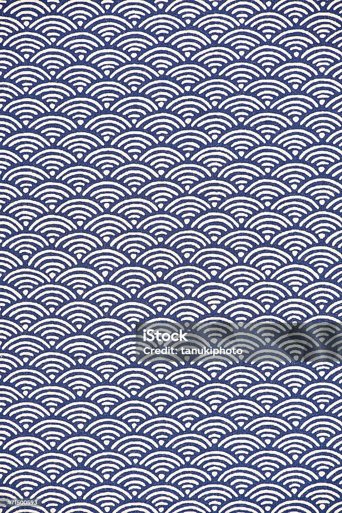 Japanese pattern Piece of cotton fabric printed with traditional japanese design pattern known as "nami". Japan Stock Photo