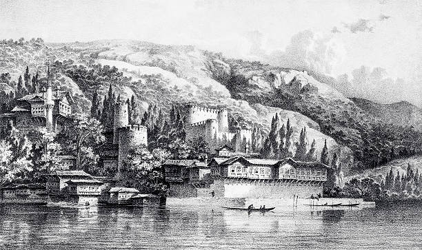 Engraving of Istanbul, Anatolian Fortress. Illustration from "Book of L'Orient", dated 1839