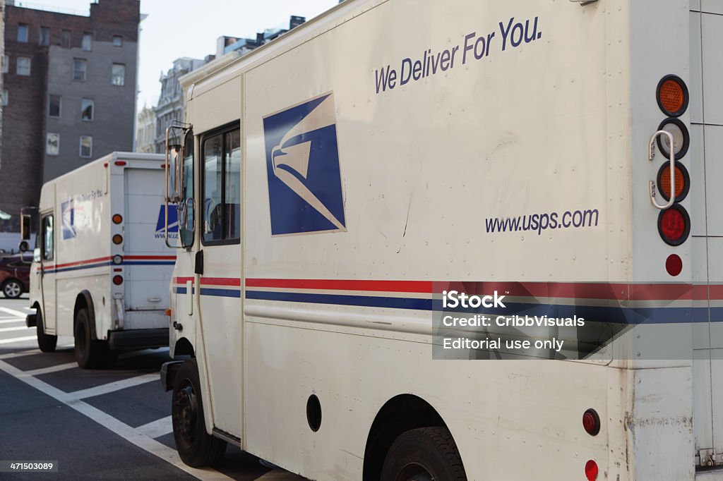 USPS correio entrega carrinhas e camiões Nova Iorque - Royalty-free Cidade de Nova Iorque Foto de stock