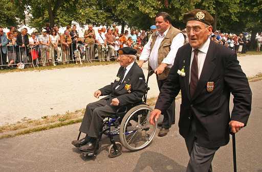 Holland, The Hague - June 27, 2009: Veterans in wheelchairs pass by in the parade on Veterans Day in The Hague, Holland on June 27, 2009